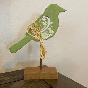 Green Wooden Bird Figurine